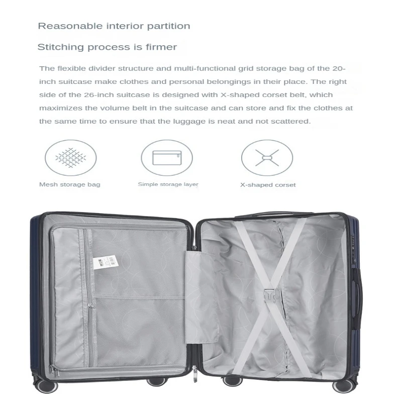 Trolley Case Universal Wheel Travel Men\'s Trolley Women\'s Sturdy And Durable Zippered Luggage Carry On Silent Travel Suitcase