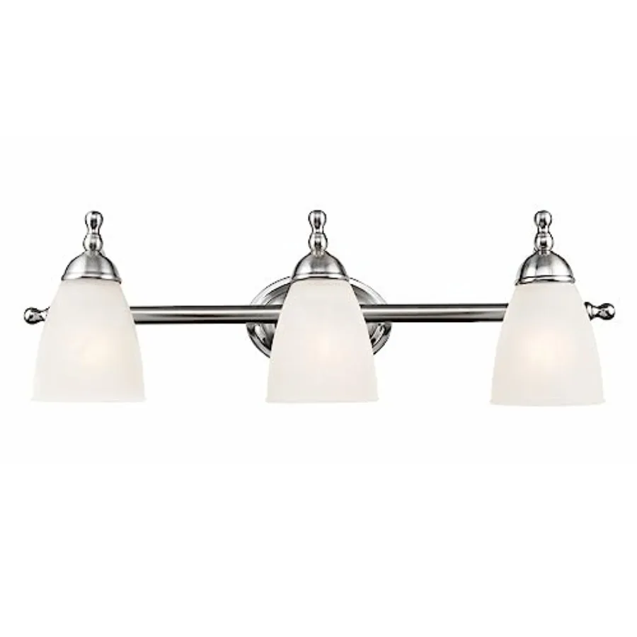 

50783 23" 3-Light Vanity Light Satin Nickel Alabaster Glass Shades Beauty Room Accessories Bathroom Lights Over Mirror Makeup M