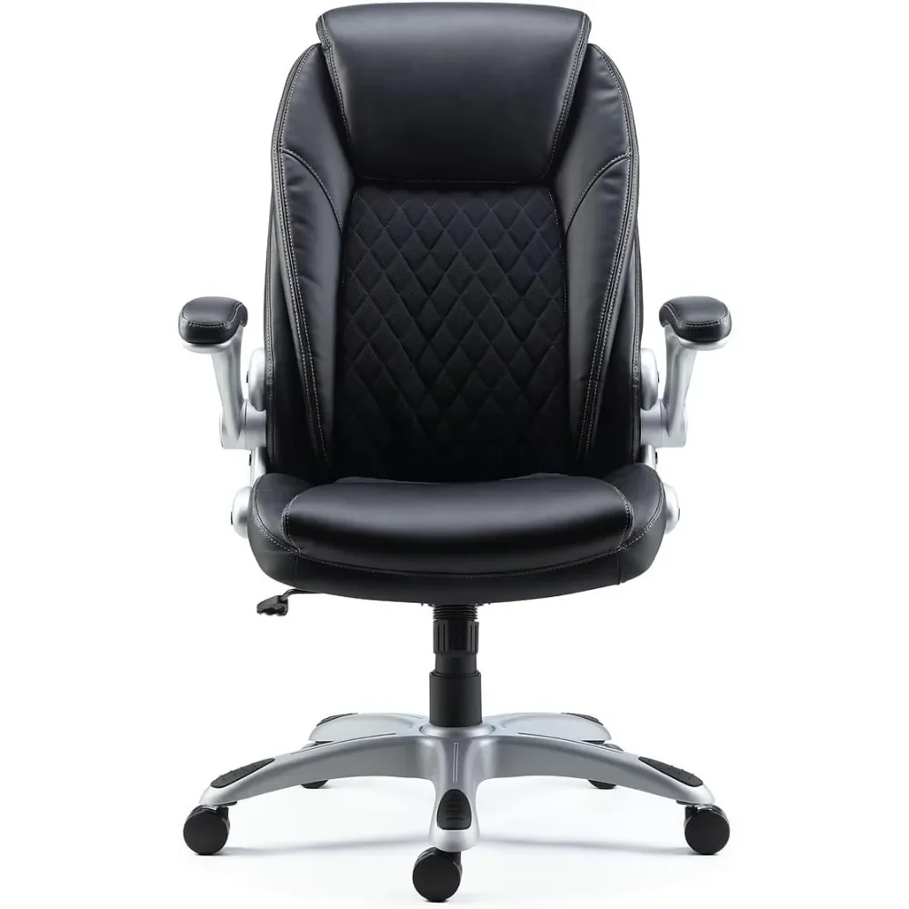 Bonded Leather Chair Adjustable Office Chairs with Plush Padding, Provides Lumbar, Arm and Head Support, Office Chair