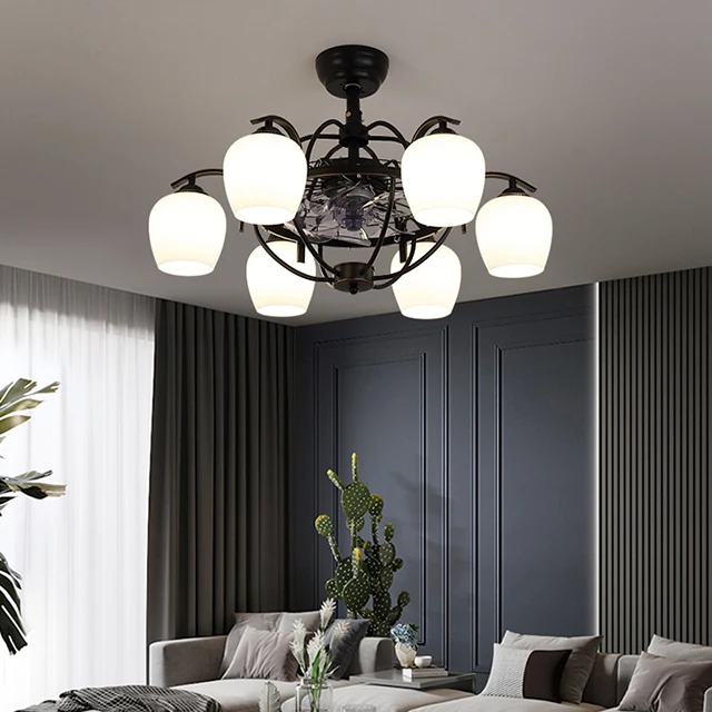 Six Lights Modern Ceiling Fan Big Ceiling Fan With Light Led Ceiling Fan Light For Indoor Room Home And Office Or Hotel