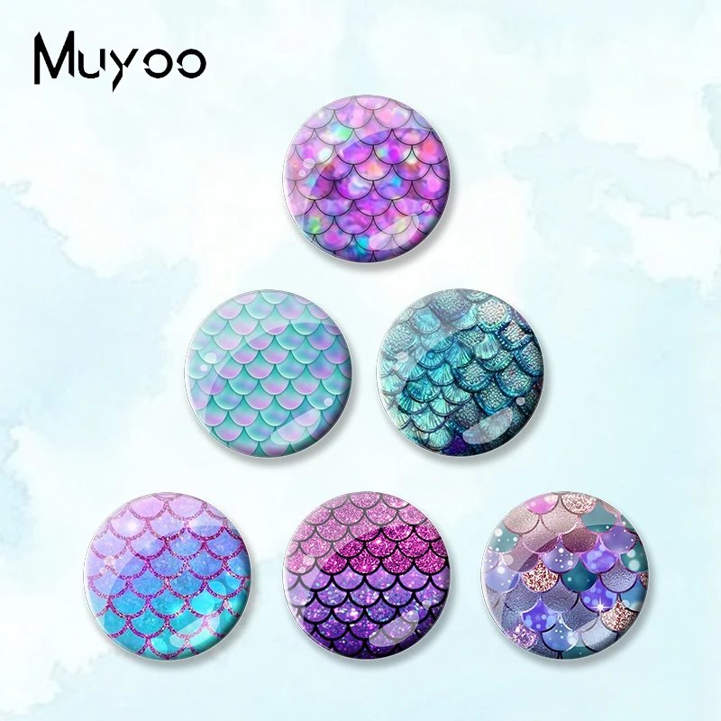 2023 New Arrival Fashion Colorful Mermaid Fish Scales Round Badge Pin Handcraft Jewelry Brooch Pins