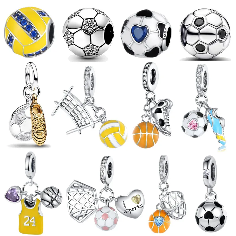 2026 NEW 925 Charms Football Beads S925 Sports Sneakers Pendant Fit Original Bracelets Necklaces Womens DIY Jewelry Gift