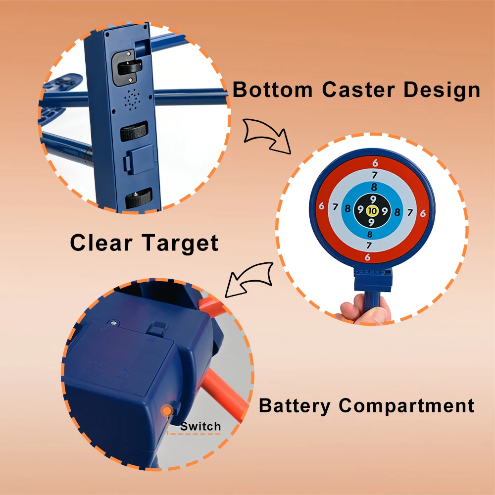Electric Target 360 ° Rotating Target Movable Shooting Toy Target for BB Gun Foamdart Blaster Shooting Game Competition view 4