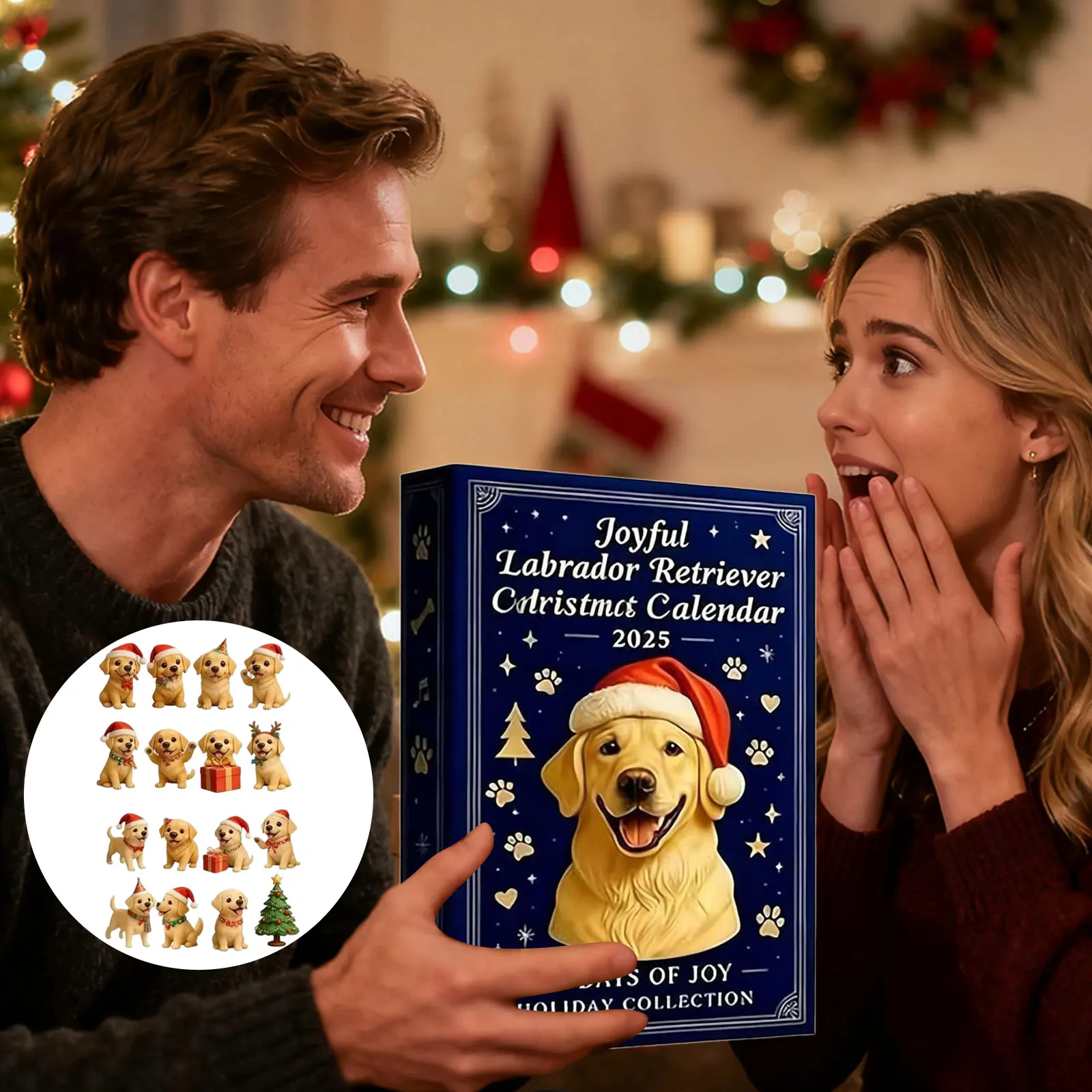 مؤقت التمرين مع ثانية 24 يوم مجيء الكلب قلادة عيد الميلاد التقويم 2D الاكريليك لطيف الكلب الصغيرة وعاء الفخار صغير مع الموقت