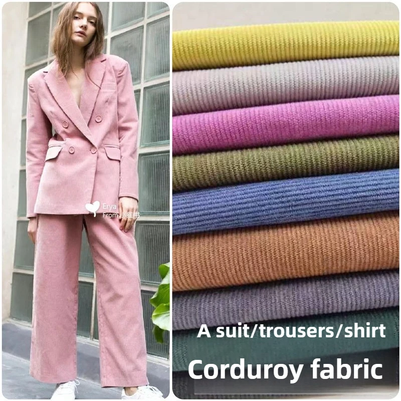 Thin Striped Stretch Corduroy Fabric By The Meter for Clothes Pants Dress Sofa Pillowcase Shoes Seiwng Cloth Wearable Black Blue