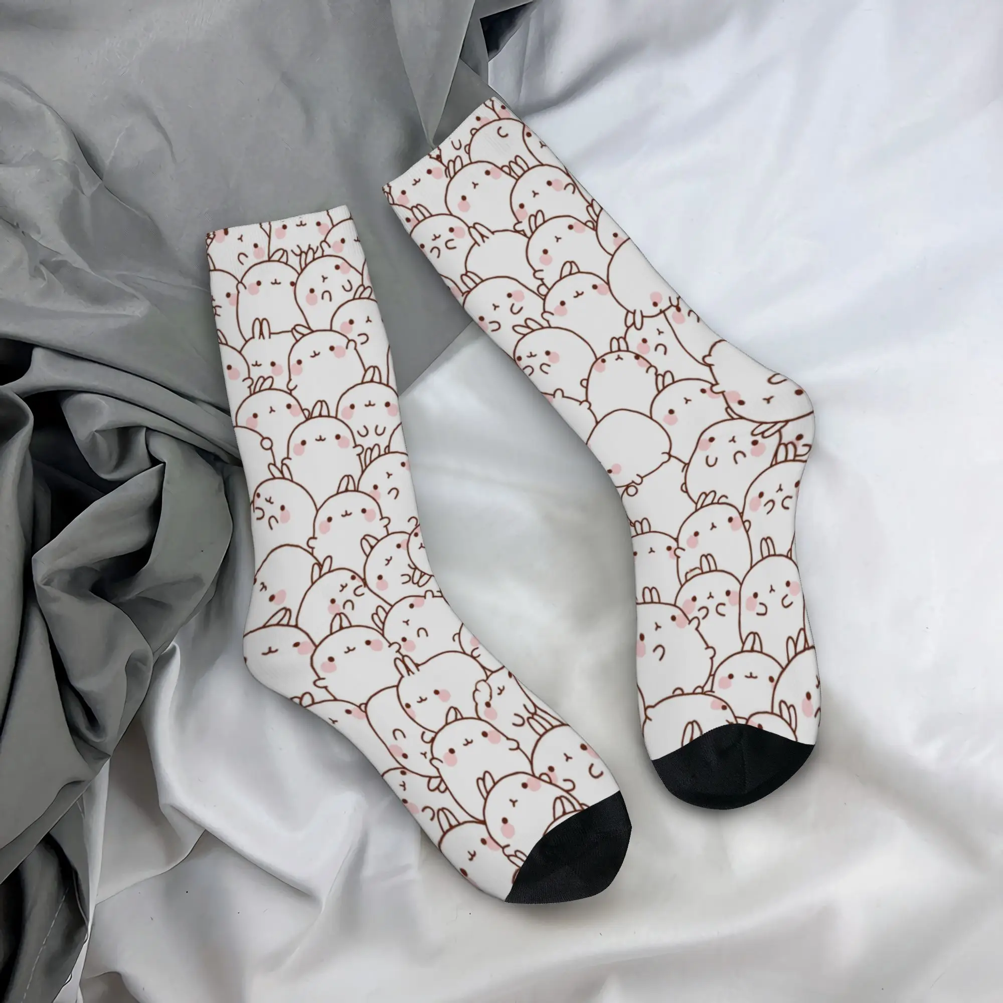 Molang cartoon Socks for Women Men Merchandise Spring Autumn Winter  Cotton Long Socks Sweat Absorbing