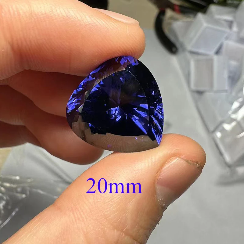 Tanzanite Color Heart of the Ocean Cubic Zirconia Stone CZ Gem 34.5x35mm And 20x20mm for Jewelry Making