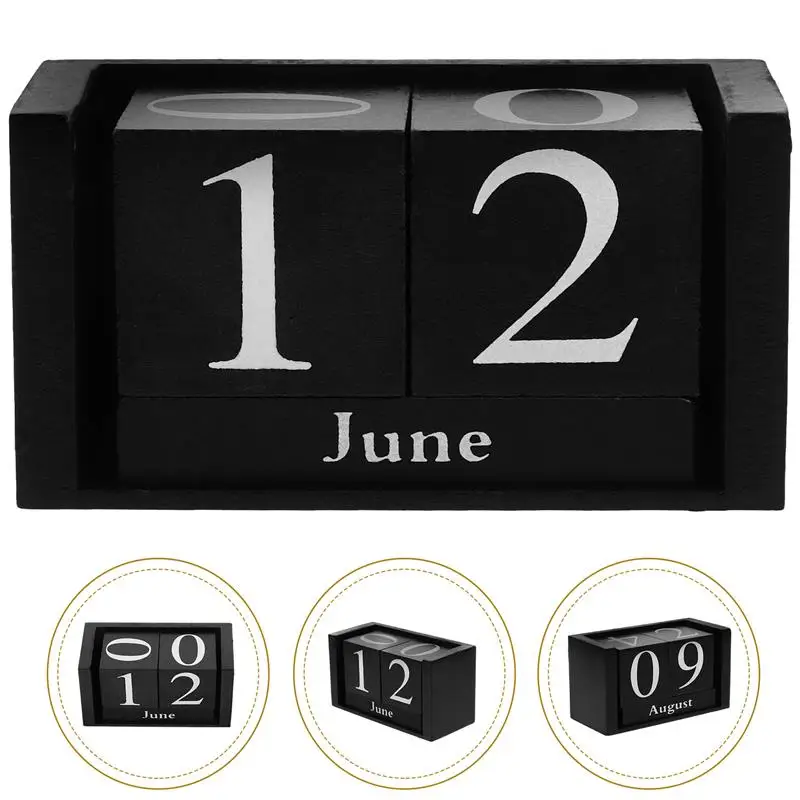 Elegant Wood Calendar European Style Perpetual Calendar Office Block Calendar Office Supply Vintage Decor 9.70X5.50X4.50cm