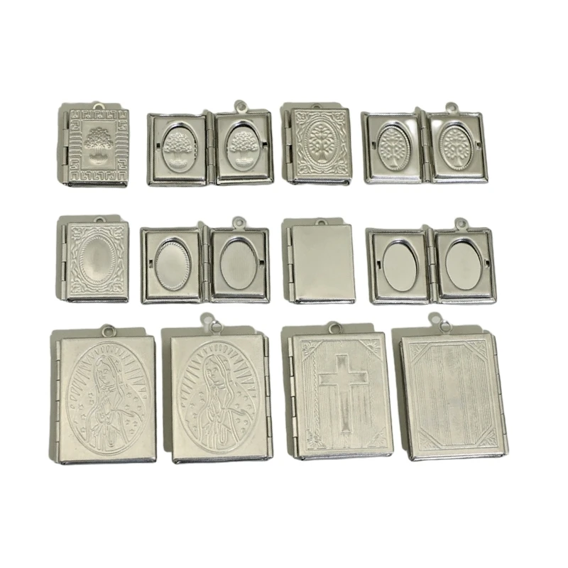 

BoYuTe (20 Pieces/Lot) 316 Stainless Steel Square Shaped Locket Pendant Can Open Photo Locket Diy Jewelry Accessories