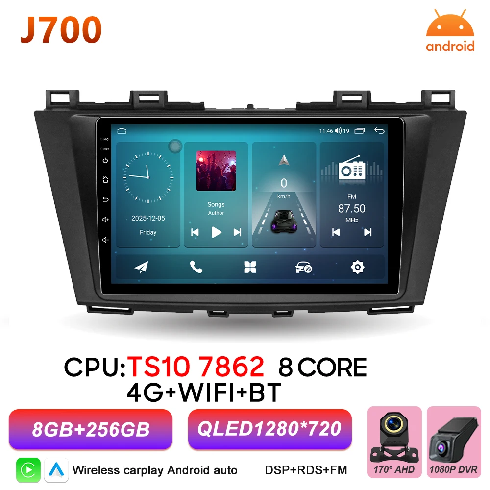 2Din Android 16 Auto autoradio voor Mazda 5 CW 2010 2011 2012 2013 2014 2015 Carplay Navigatie Video Multimedia Speler DSP Stereo