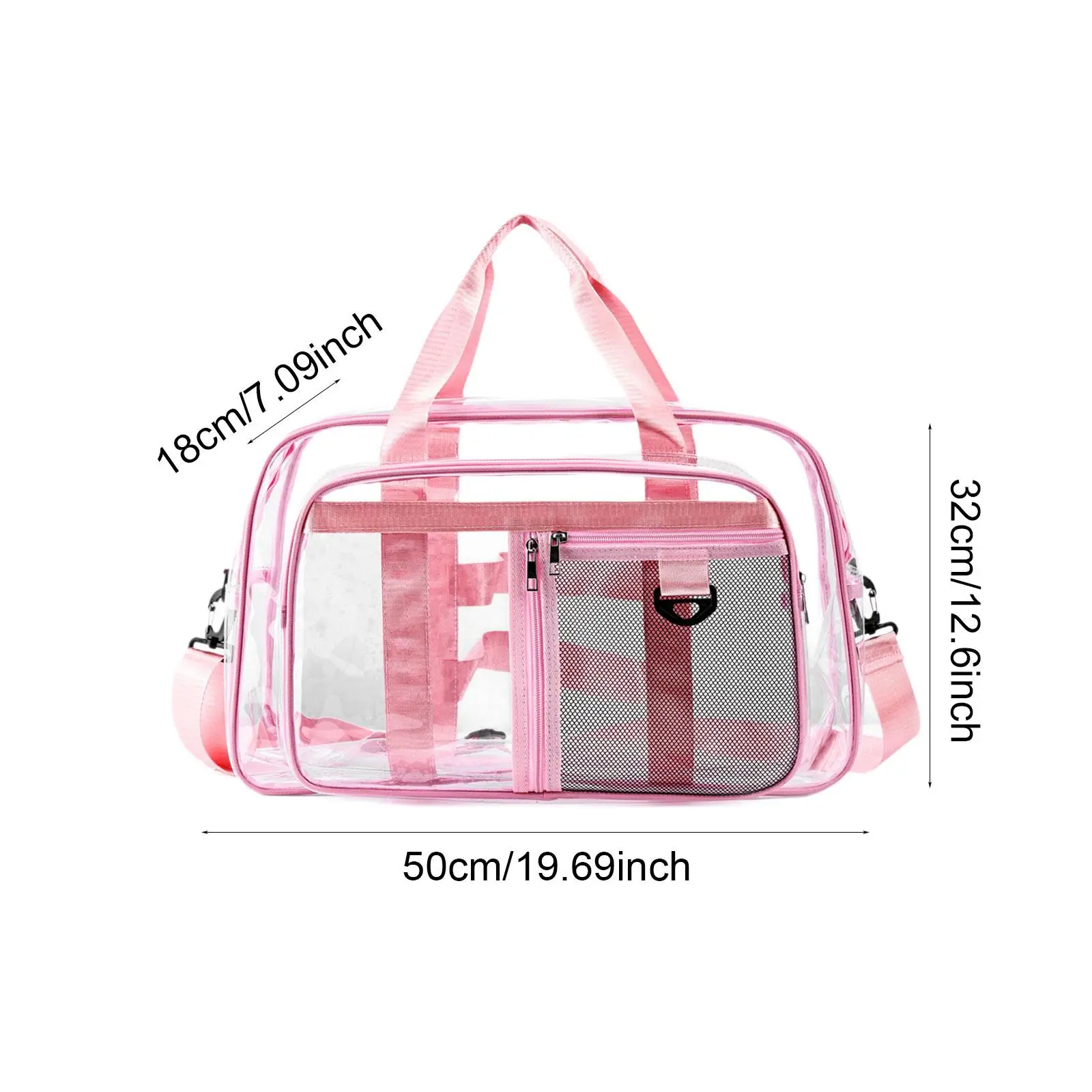 

PVC Clear Tote Bag Fashion Zipper Travel Duffle Bag Handbag Shoulder Bag for Stadium Business Trip Sports Events Outdoor Concert
