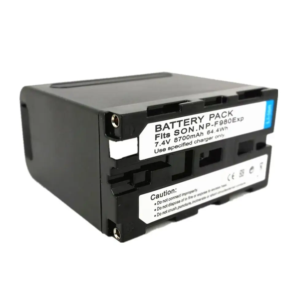 Bateria recarregável para câmera Sony, 8700mAh, NP-F980, NP F980, Z5C, Z5P, Z7C, NX3, NX3P, MC1500, RV100, Nanguang, Aputure, LED