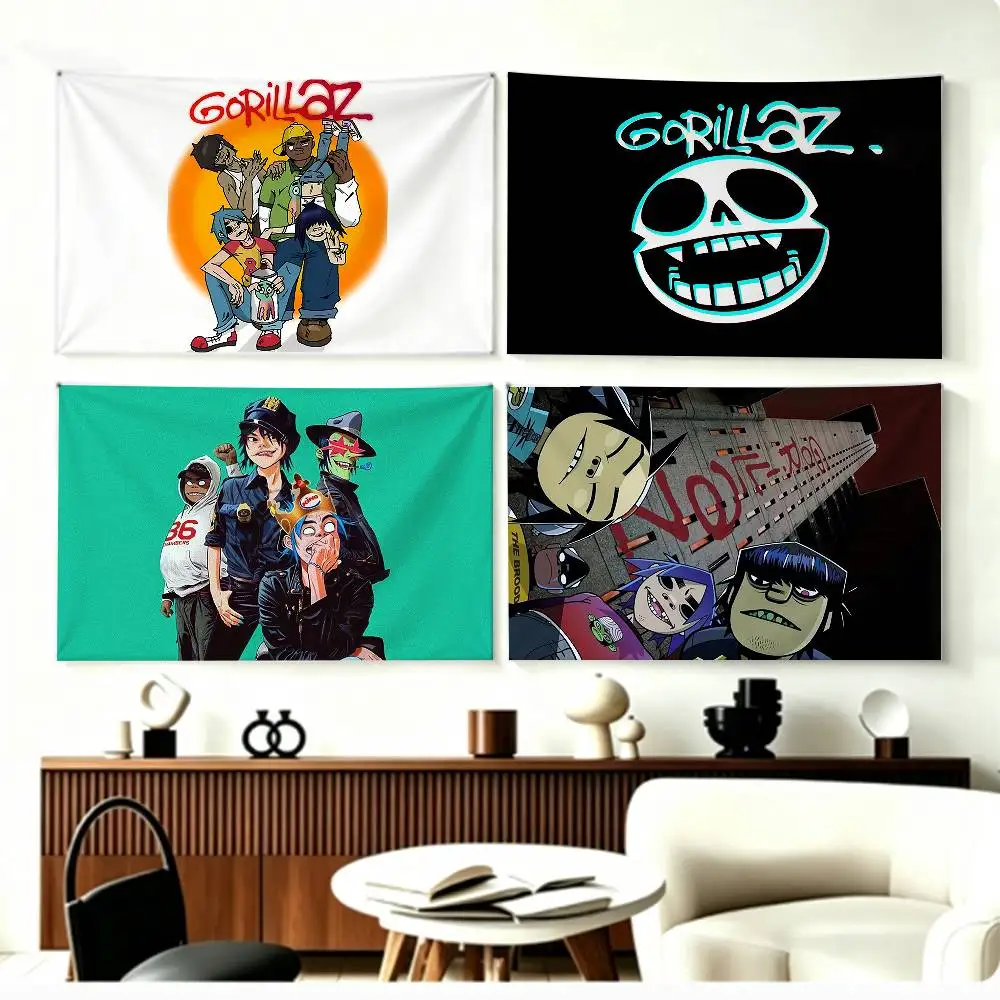 Gorillaz British Virtual Band IP   Flags Wall Hanging Background Art Banner for Bedroom Home Outdoor Decor