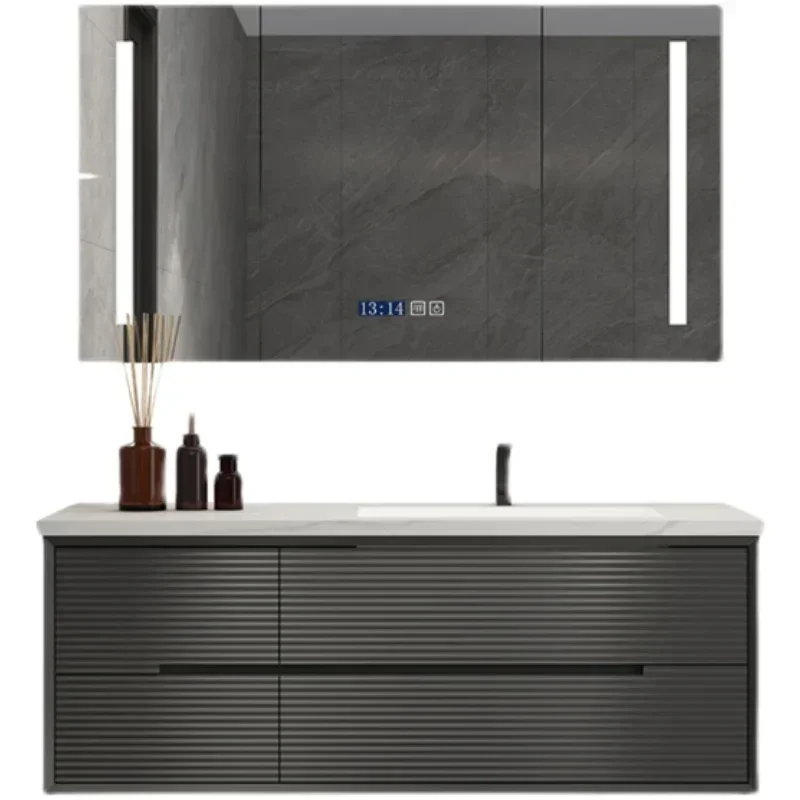 خزانة حمام مستطيلة عصرية مثبتة على الحائط مع مرآة LED