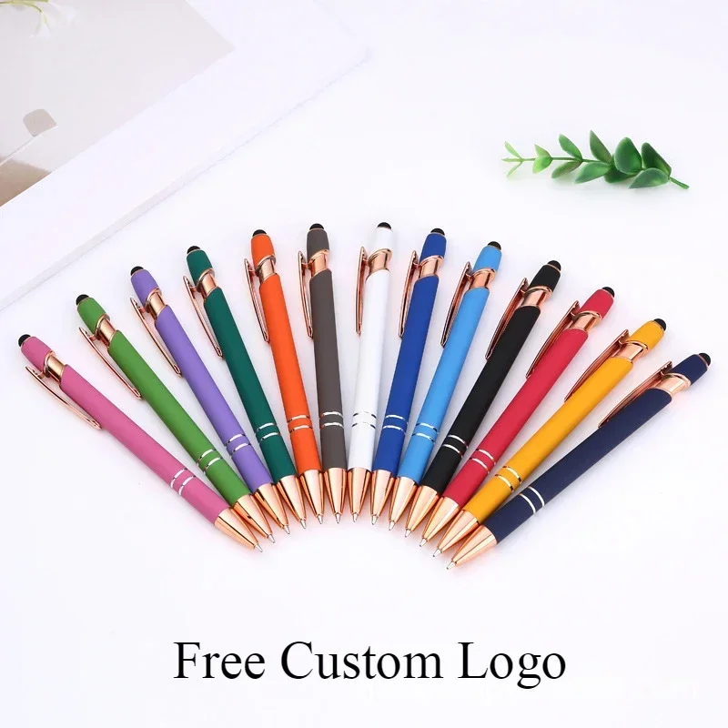 100PCS Free Custom Design Ballpoint Pen with Touch Screen Function Metal Pens Advertising Gift Printing Logo Engraving