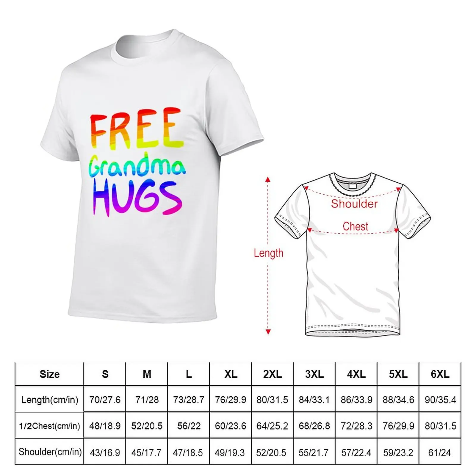 New Free Grandma Hugs: Pride Rainbow T-Shirt Short t-shirt boys animal print shirt korean fashion t shirts for men graphic