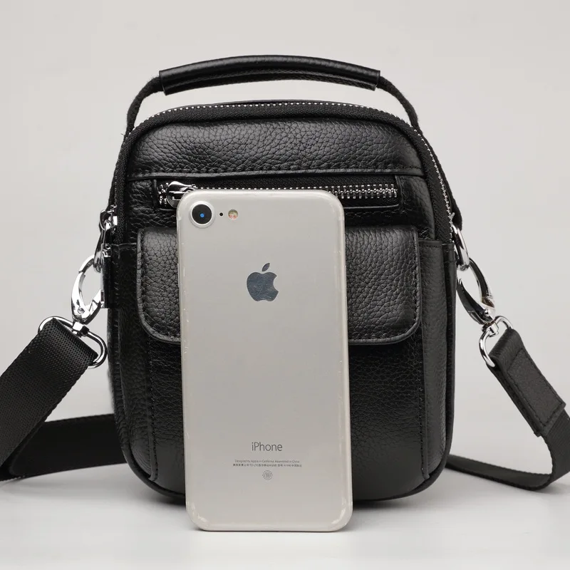 Men's Genuine Messenger Luxury Man Leather Men Bag Shoulder Mini Casual Crossbody Fashion Small Backpack Student Porte Document