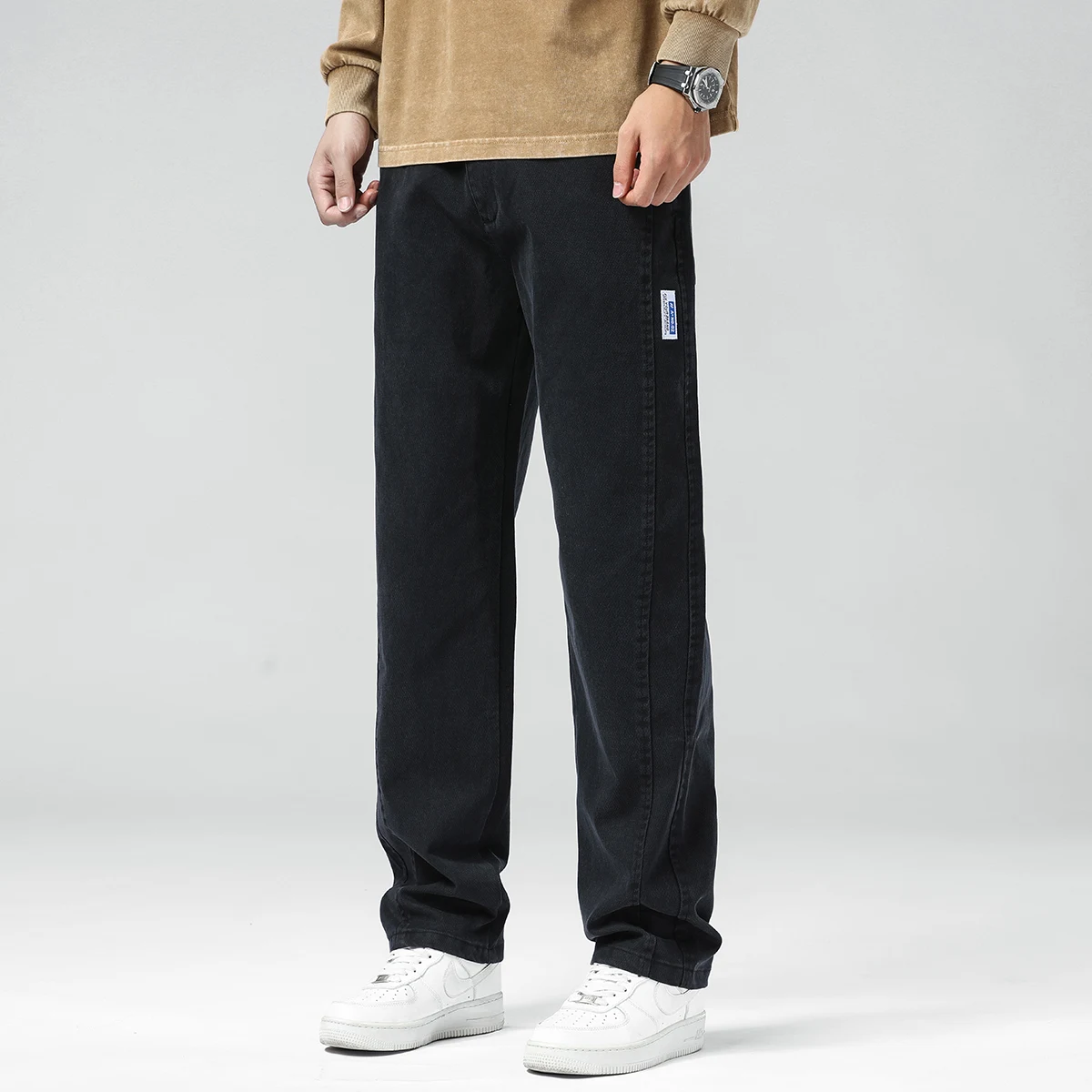 Brand Clothing Winter Lyocell Fabric Men's Jeans Loose Straight Denim Pants Design Blue Thick Casual Trousers Plus Size M-5XL