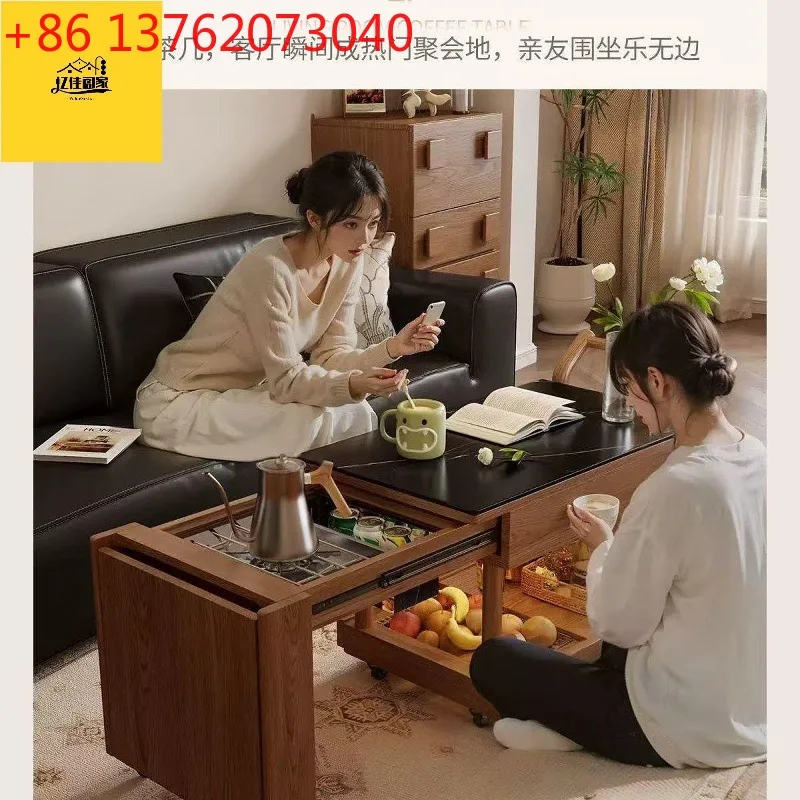 

Чайный столик для заваривания печи, балконный журнальный столик из массива дерева, чайный столик для гостиной, многофункциональный бытовой китайский стиль