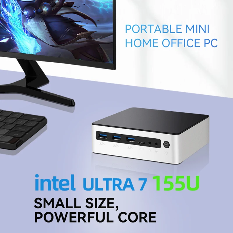 

Мини-ПК XCY с процессором Intel Ultra 7 155U, 2x DDR5, 2x M.2 NVMe, WiFi6, Windows 11, HDMI, DP, Type-C, 4K UHD, 2x Gigabit Ethernet