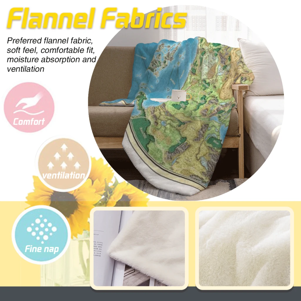 Faerûn map Summer Blanket Thin Blanket Comforter Flannel Soft throw Blankets Warm Home and decoration