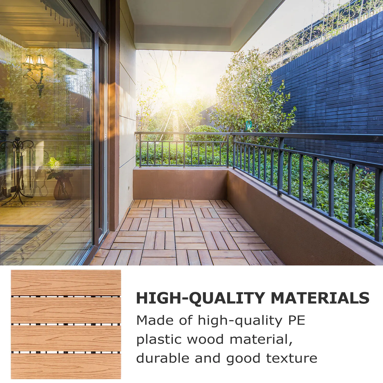 

1pc Wood Plastic Splicing Floor DIY Waterproof Corrosion Prevention PE Composite Material Outdoor Garden Yard Balcony Terrace