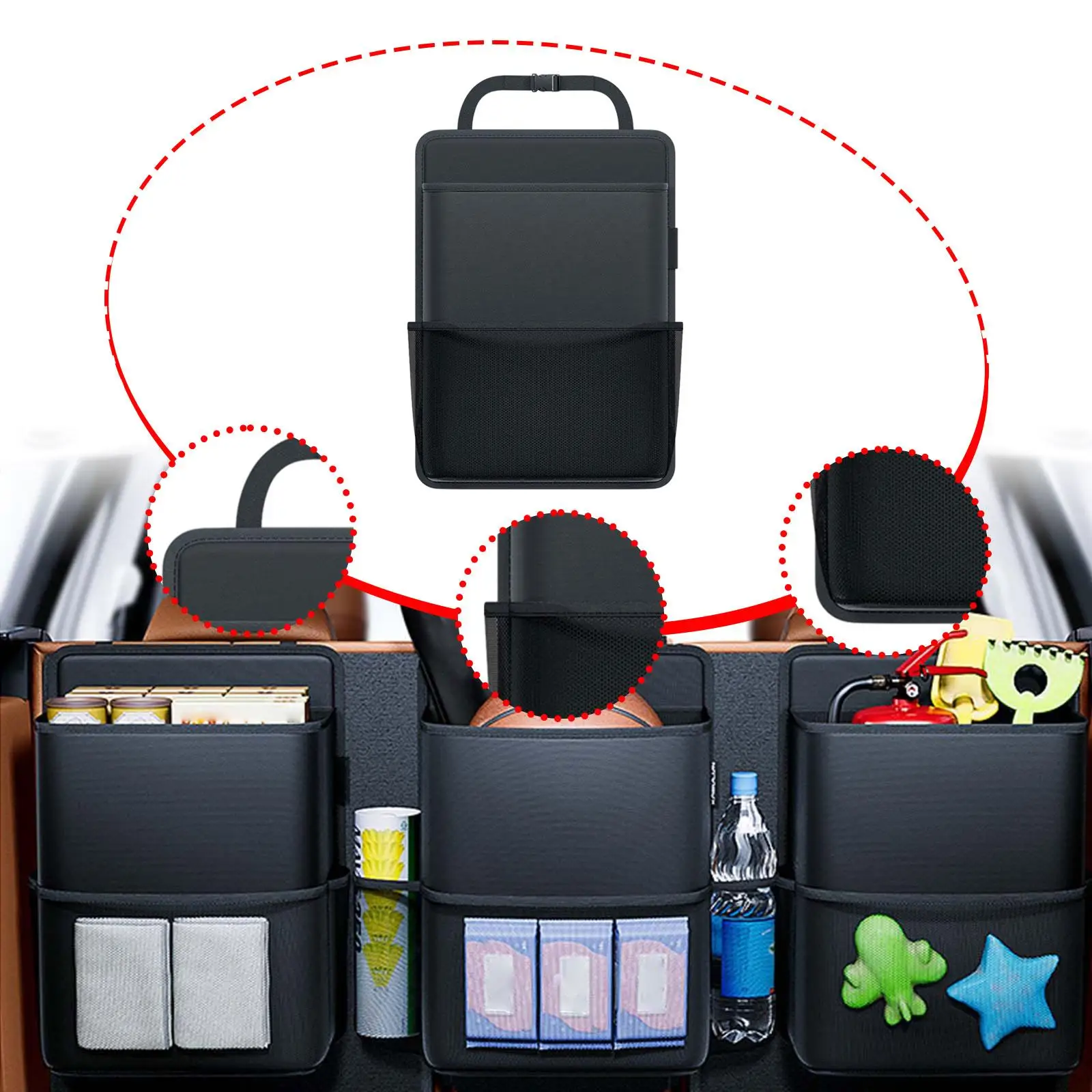 

Подвесной органайзер для багажника Автомобильное хранилище, простая установка Многофункциональный внедорожник премиум-класса, экономящий пространство Универсальный органайзер для багажника автомобиля