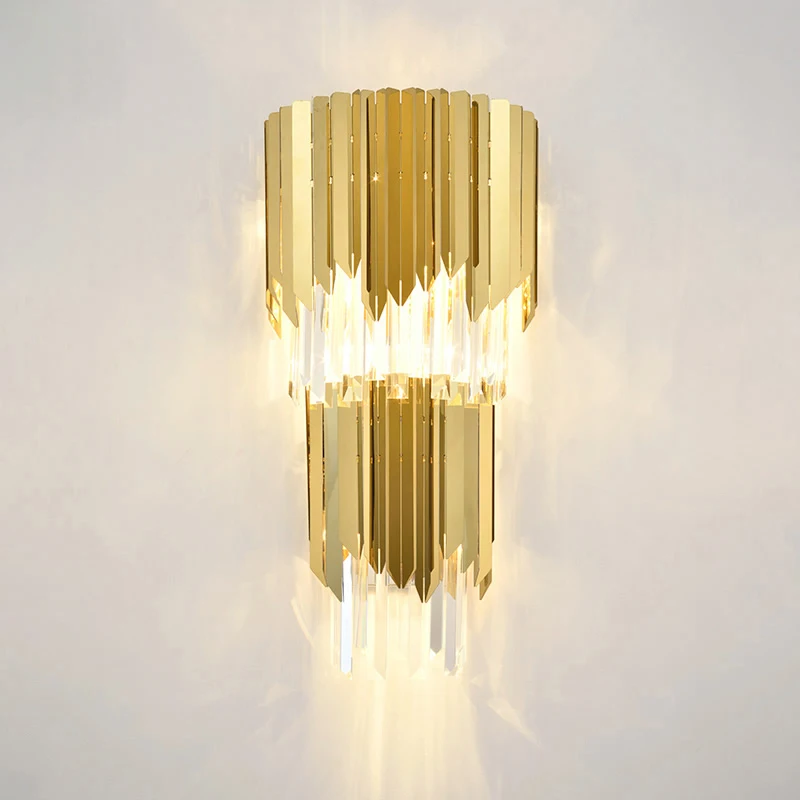 

Modern Crystal Led Wall Light Luminary Gold Corridor Sconce Creative Design Indoor Lights for Home Bedroom Bedside Wall Lamps