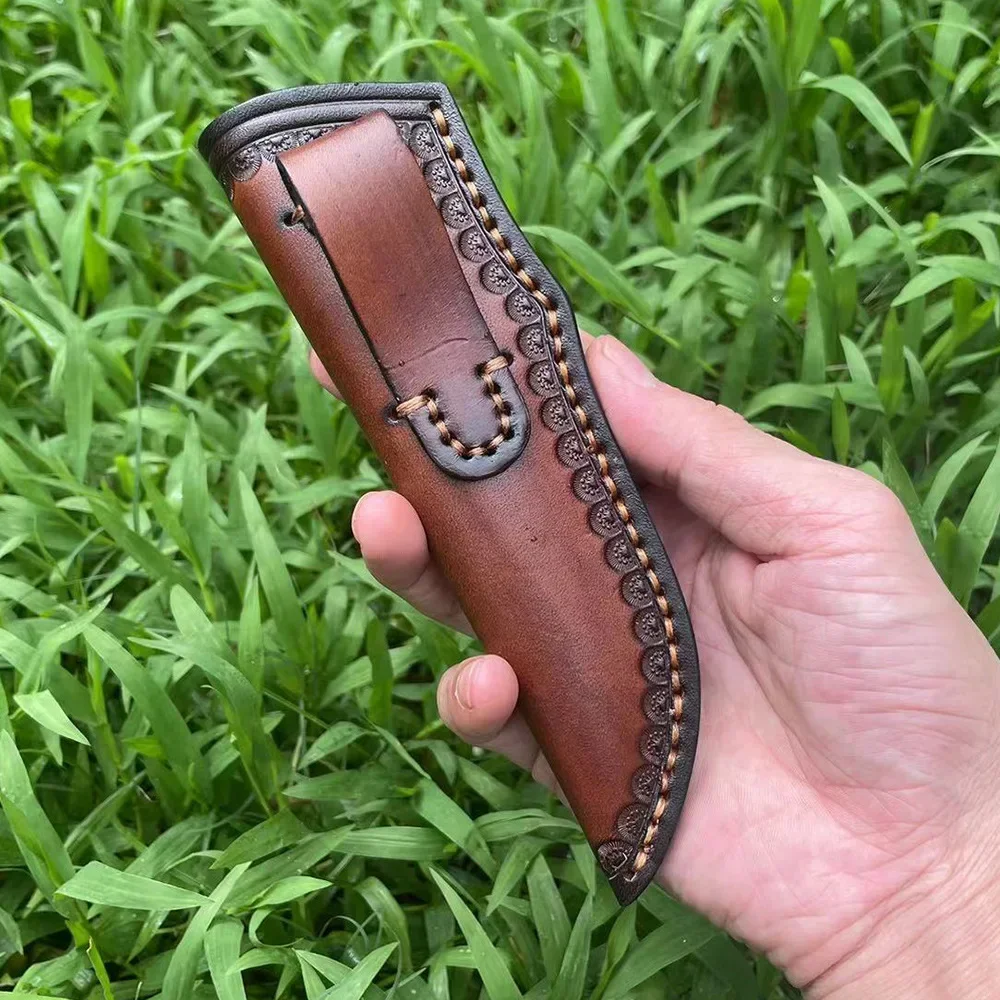 Fundas para cuchillos de cuero de vaca, accesorios de transporte al aire libre para acampar, cubierta de cuchillo fija duradera, vaina de cuero, regalo para hombres, 18cm