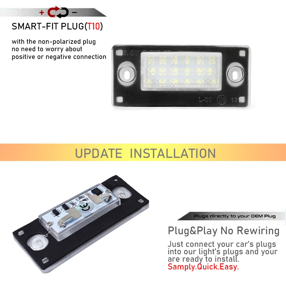 2x Canbus Led أضواء لوحة رقم الترخيص الخلفي لأودي A3 S3 8L LCI تجميل 2000-2003 A4 S4 B5 LCI تجميل 1999-2001 #5