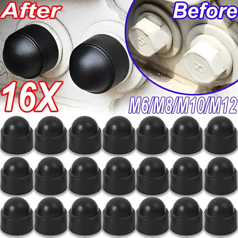 

16Pcs Screw Protection Cap Cover Bolt Nuts M6 M8 M10 M12 Exposed Hexagon Plastic Front Rear Door Screw Cap Protection Door Lock