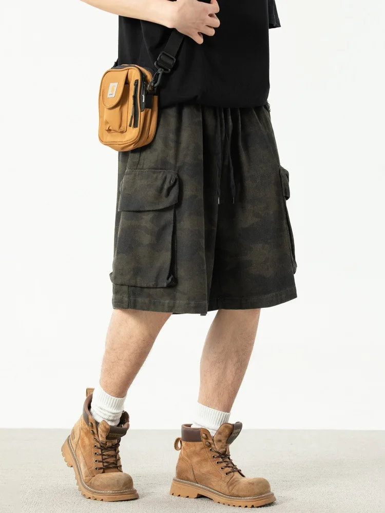 Men's 5-Inch Camo Utility Oversized Pockets Vintage Military Style Shorts Cargo Shorts Workwear Outdoor Hiking Tactical Casual