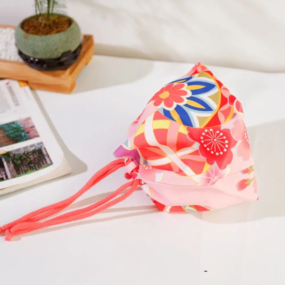 Canvas Bag Printing Drawstring Bag Japanese Style Small Pouch Japanese Kimono Handbag Jewelry Packaging Bag Festive Sugar Bag