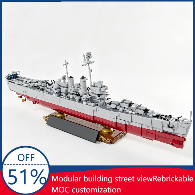 

1908Pcs Uss Helena Naval Ship Model Building Blocks Educational Diy Assembly Toy Gift For Military Fans And Collection Display