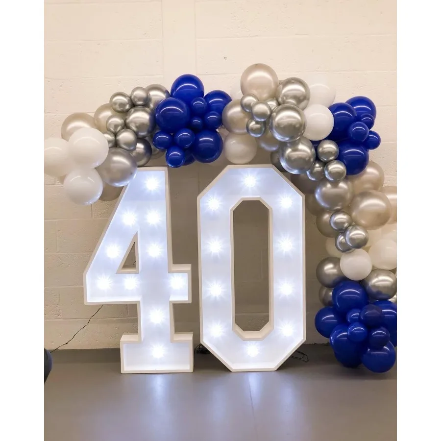 153Pcs Navy Blue and Silver Balloons Garland Arch Kit with Sta 22 18 12 10 5 inch Different Size Royal Blue White Silver Latex