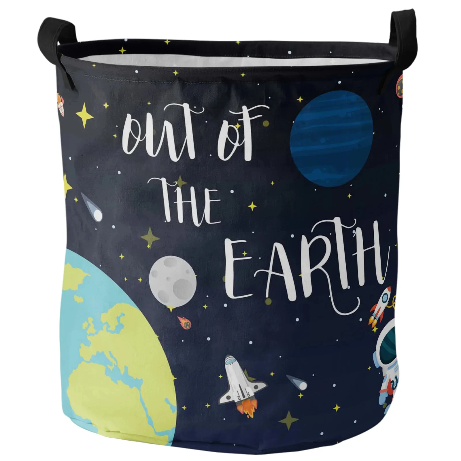 

Cartoon Space Planet Universe Astronaut Dirty Laundry Basket Foldable Home Organizer Basket Clothing Kids Toy Storage Basket