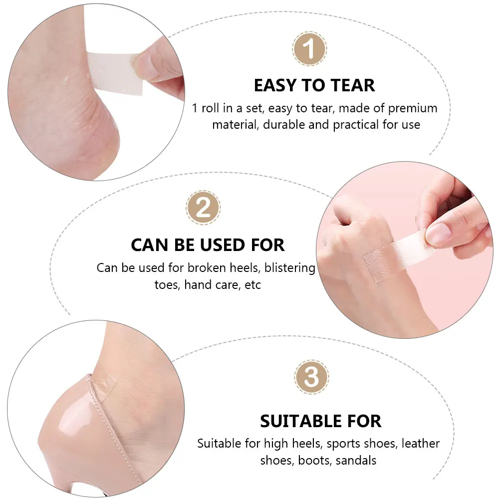 

1 Roll Invisible Heel Grips Premium Foot Care Stickers Waterproof Adhesive Pads For High Heels Sports Shoes Blister Protection