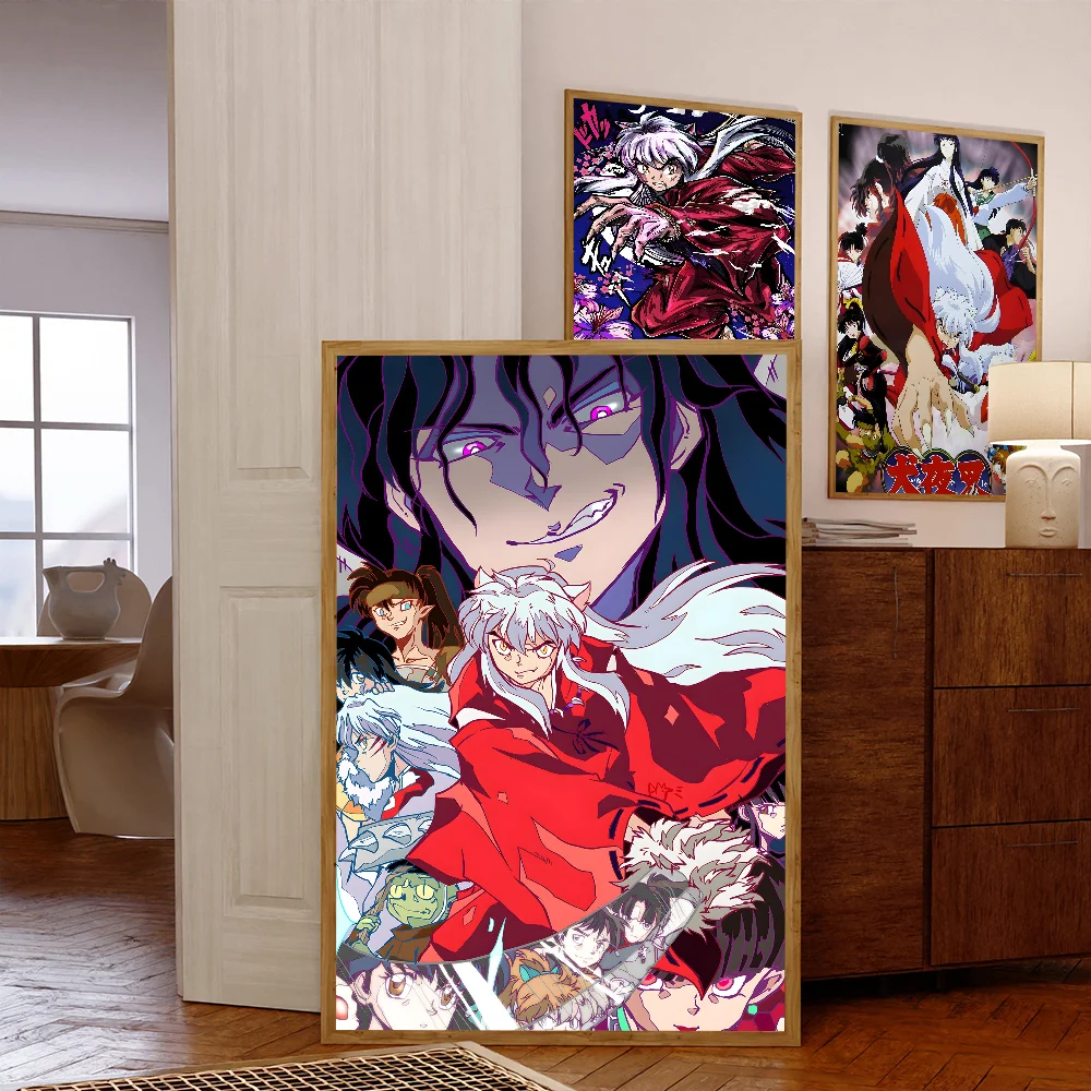 Inuyasha Cartoon Poster Anime Posters Sticky HD Quality Wall Art Retro Posters for Home Kawaii Room Decor