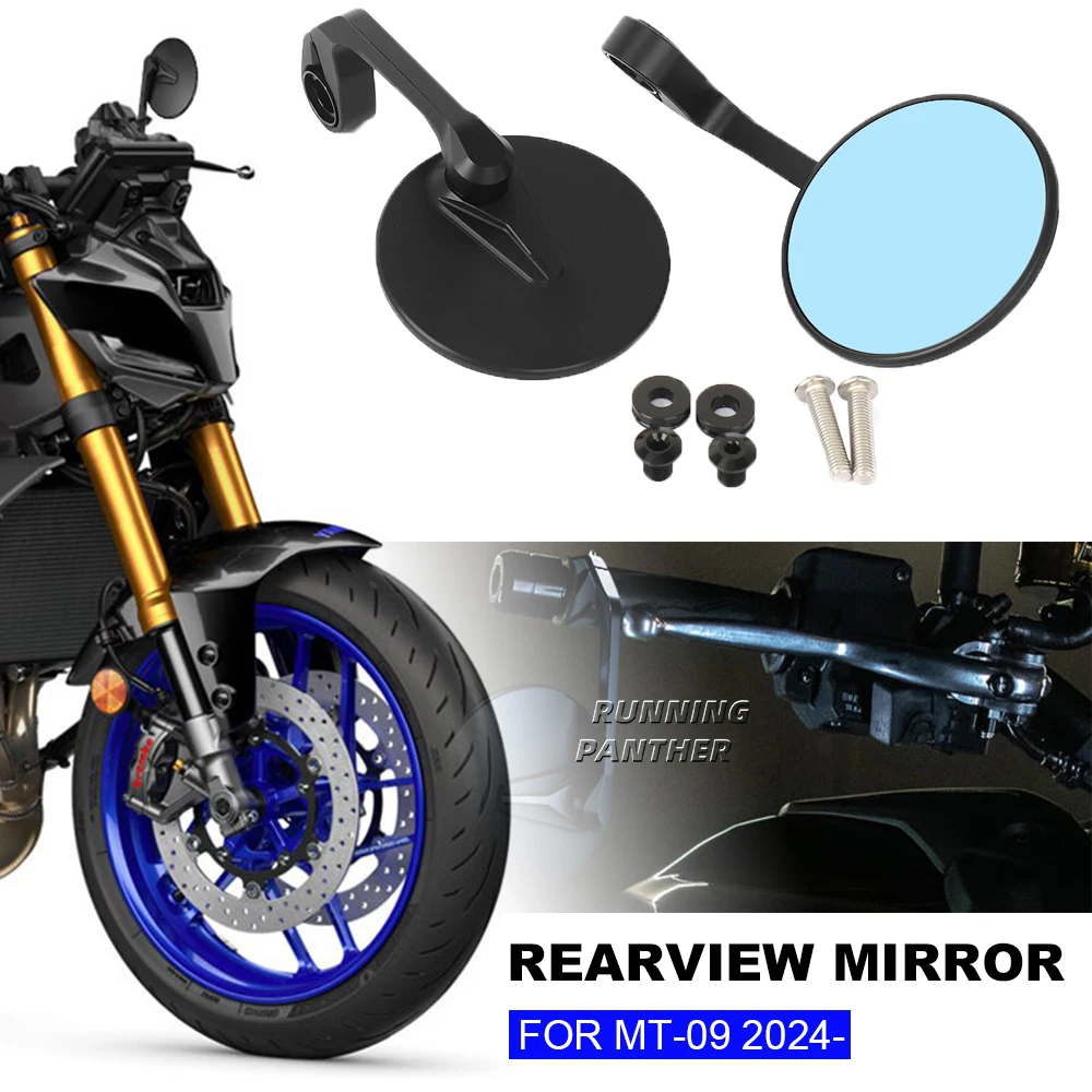 

New Accessories Blue lenses Sport Handle Bar End Mirrors For Yamaha MT09 MT 09 MT-09 SP 2024 2025 Rearview Mirror