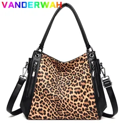 Women's Leopard Bag Luxury Shoulder Crossbody Casual Tote Designer Female Shopper Handbag Large Capacity Messenger Work Ins Sac