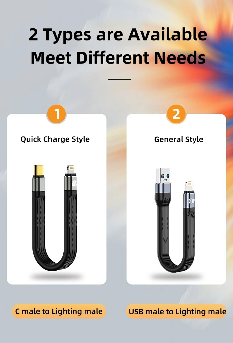 Short USB C to Lighting Cable for iPhone 13 14 Pro Max Soft FPC 3A PD20W Fast Charging USB C Cable for iPhone 12 Mini Data Cabel