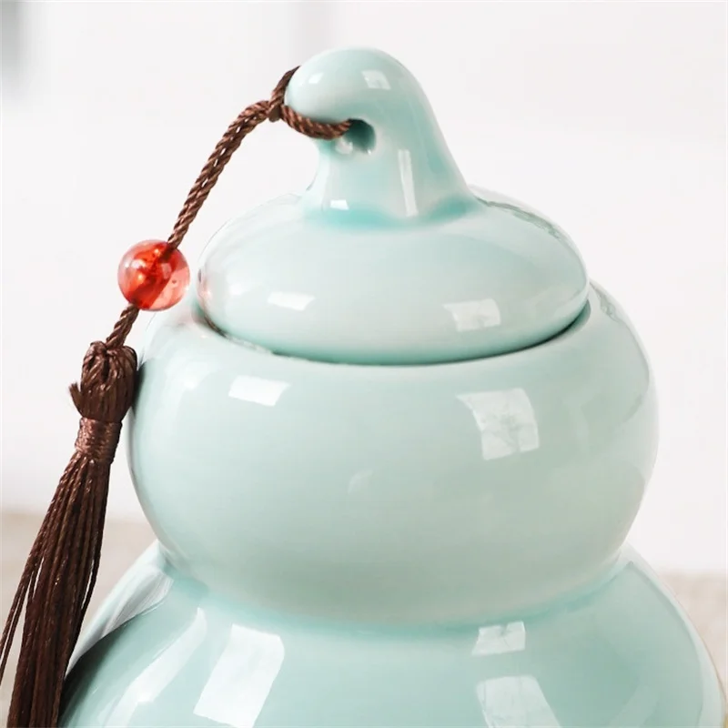 Resist fire dragon vintage gourd ceramic desktop ornaments lotus sealed moisture storage incense powder canisters tea canisters