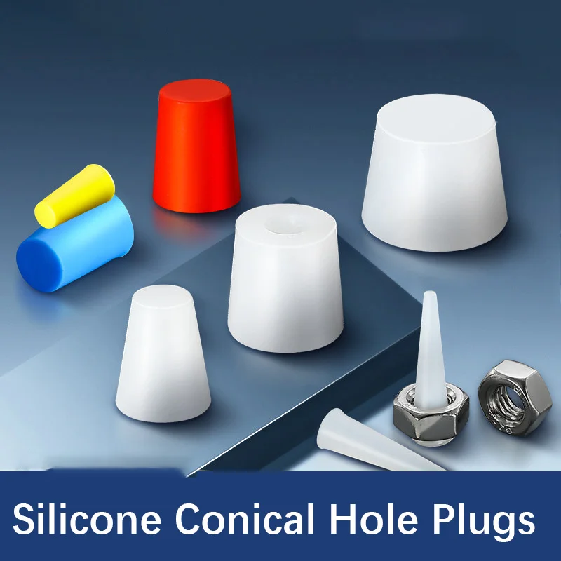 1-100pcs High-Temp Conical Silicone Plug with Threaded Nut & Rubber Seal Oxidation Spray Powder Coated Hole Blocking Stopper Cap