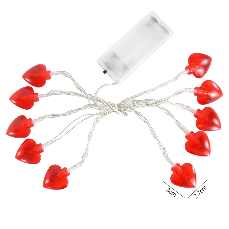 10LED Red Pink Love Heart Shaped String Lights Romantic Fairy Lights For Xmas Wedding Party Decoration