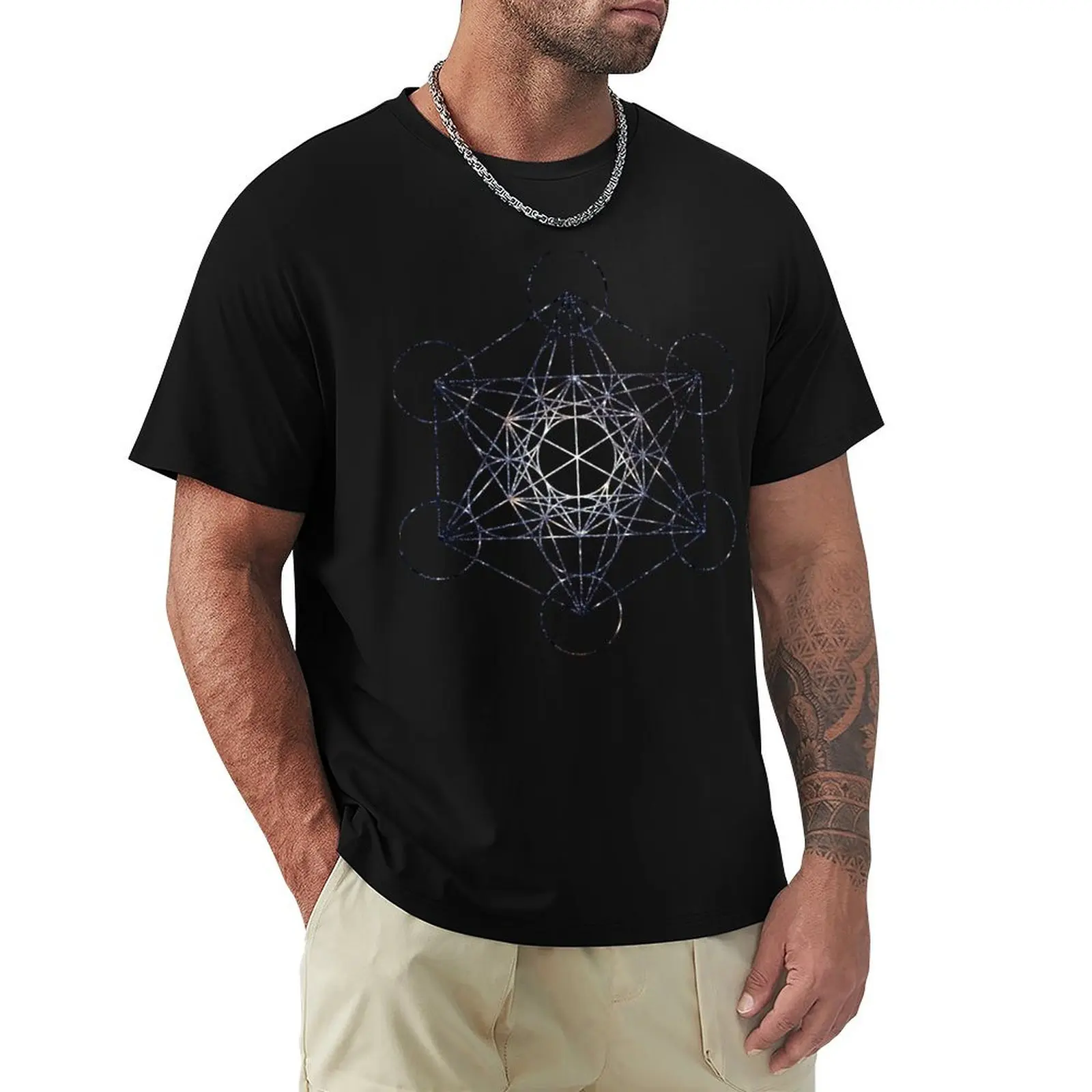 Metatron's Cube Star Cluster - Sacred Geometry T-Shirt oversized t shirt new edition mens tall t shirts