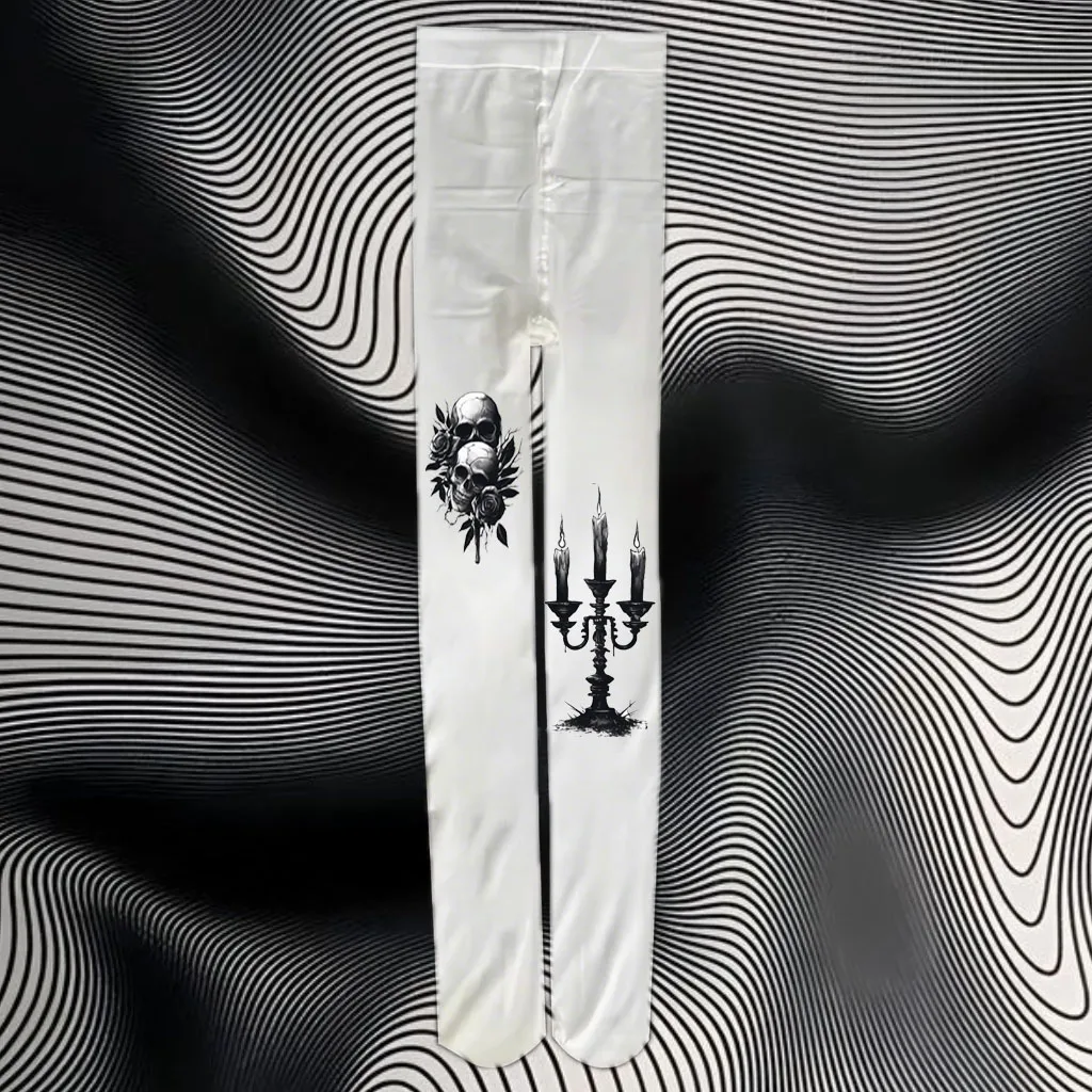 

Dark punk skull long tube socks, spicy girl personality base, jumpsuit socks, anti hook silk women's summer thin design