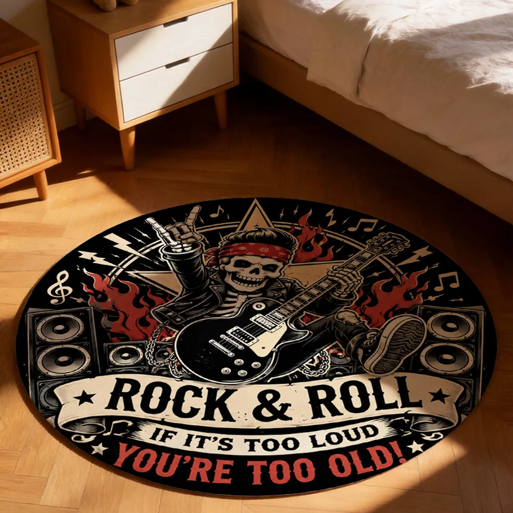 Rock and Roll If It's Too Loud You're Too Old Funny Music Lover Area Rug Mat for Guitarist Gift