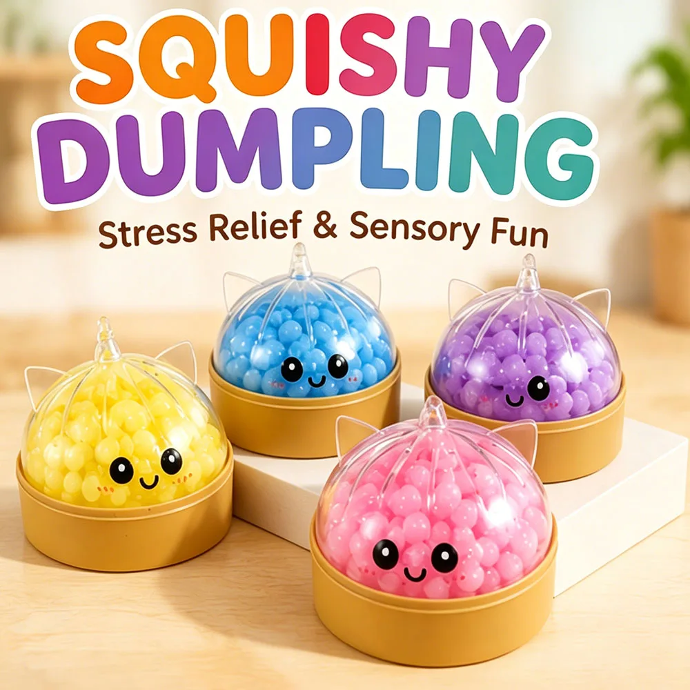 newmodel Rainbow Unicorn Dumpling Squishy With Steamer Box Transparent Bead Series Squeeze Toy Relieve Stress Anti-Anxiety Gift view 5