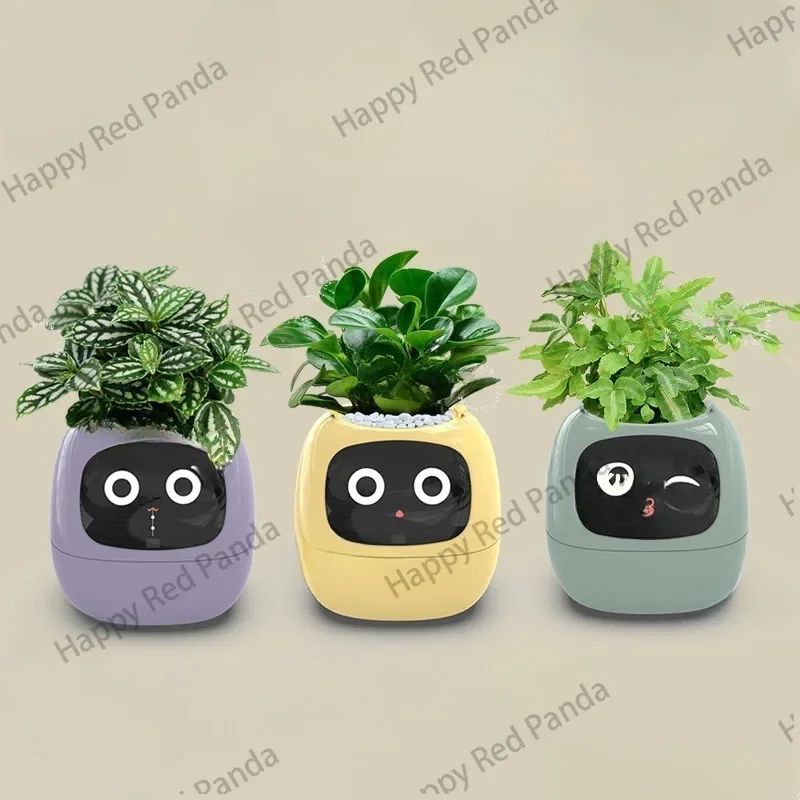 

For New Smart and Cute Pet Pot Ivy Table Top Green Plants Let Your Plants Express Emotions