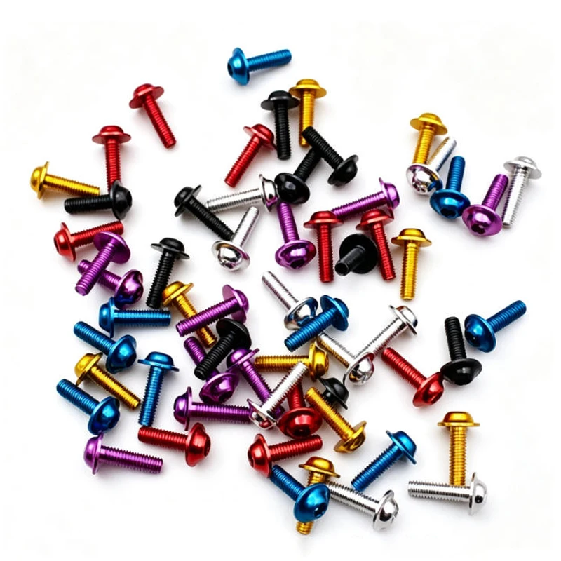 Aluminum Alloy Colored Motorcycle Screws M5 M6x15/20/25/40mm Hexagonal Head Bolts with Washers Colored Protruding Head Bolts